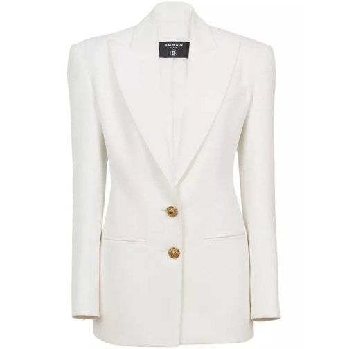 Balmain White Crepe 2-Button Jacket White 