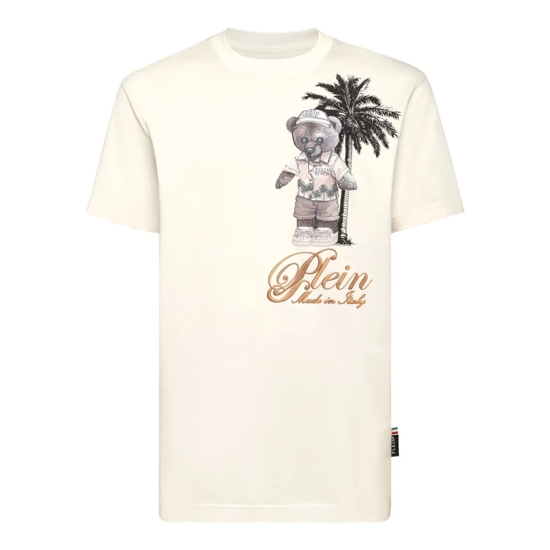 Philipp Plein T-Shirt T-Shirt Rundhalsausschnitt Ss Teddy weiss