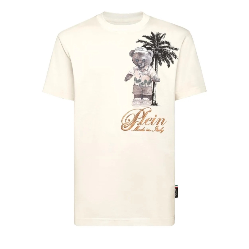 Philipp Plein T-Shirt T-Shirt Rundhalsausschnitt Ss Teddy weiss