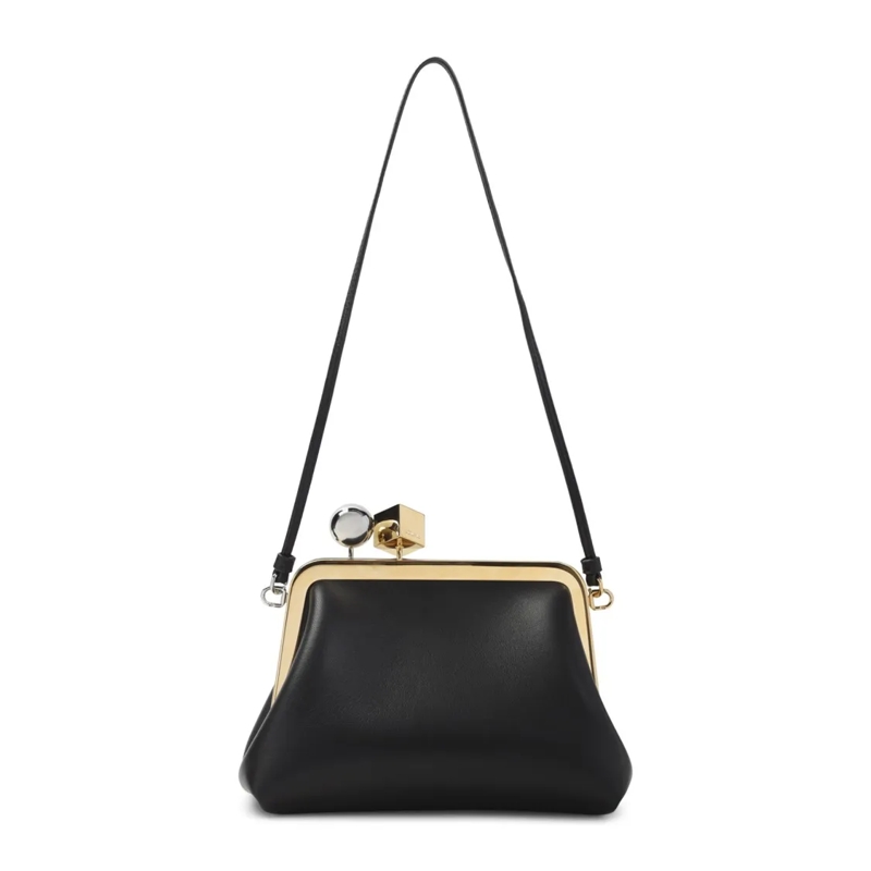 Jacquemus Schultertasche Structured Black Lamb Leather Handbag Black