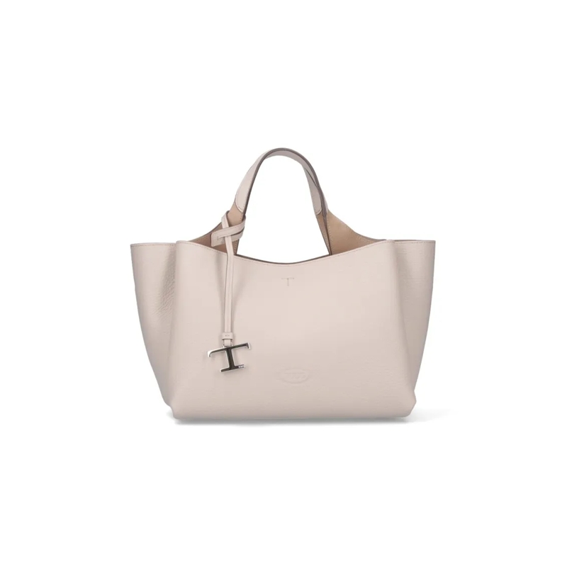 Tod's Sac à bandoulière Mini Logo Shoulder Bag In Pebbled Cream Leather Neutrals