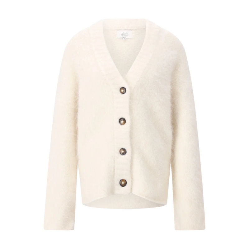 LouLou Cardigan Strickjacke Lynn aus Alpaka-Mix Creme