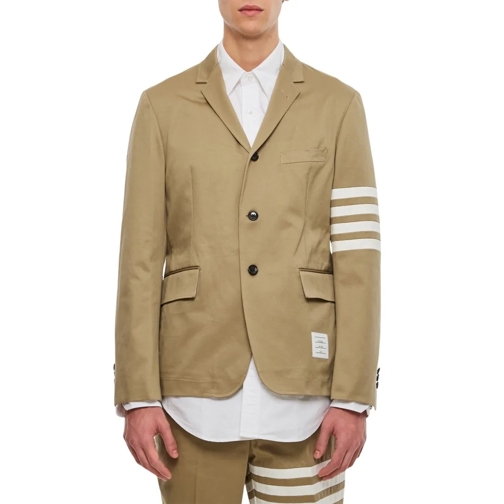 Thom Browne Blazer Classic Sport Jacket W/ 4 Bar In Cotton Twill Brown