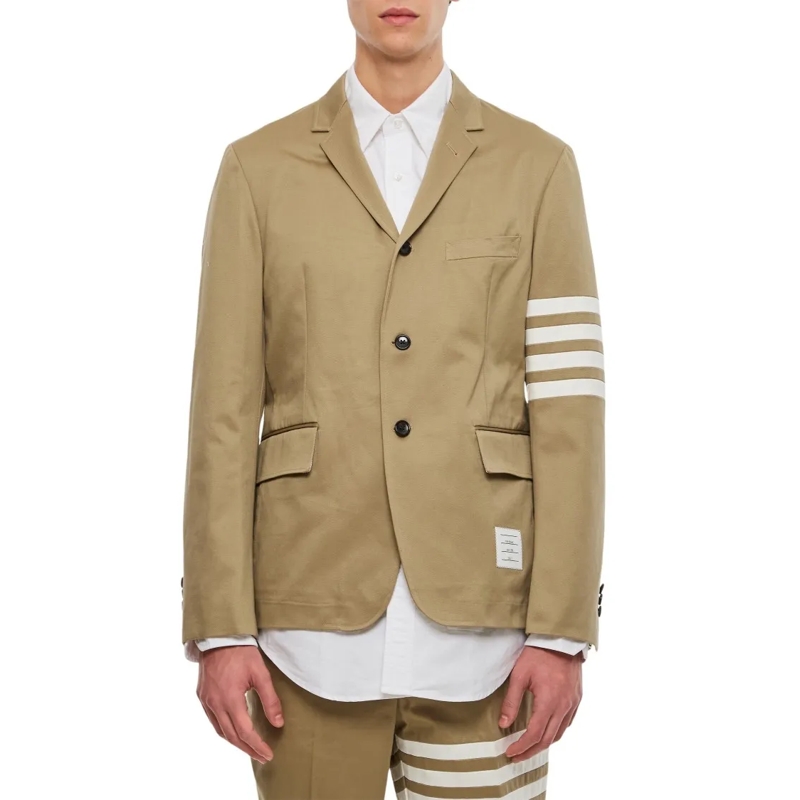 Thom Browne Blazer Classic Sport Jacket W/ 4 Bar In Cotton Twill Neutrals