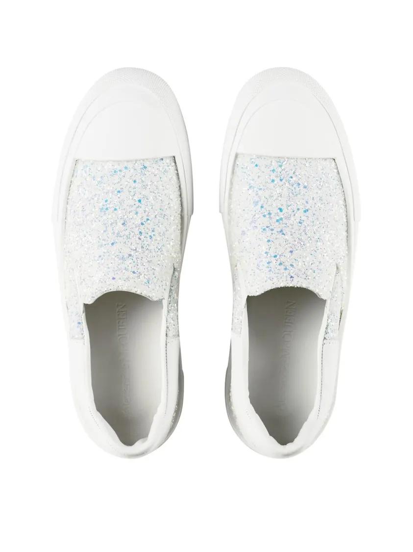Thumbnail - Alexander McQueen Low-Top Sneaker - Deck Plimsoll Glitter Slip On Sneakers - Gr. 38 (EU) - in Weiß - für Damen