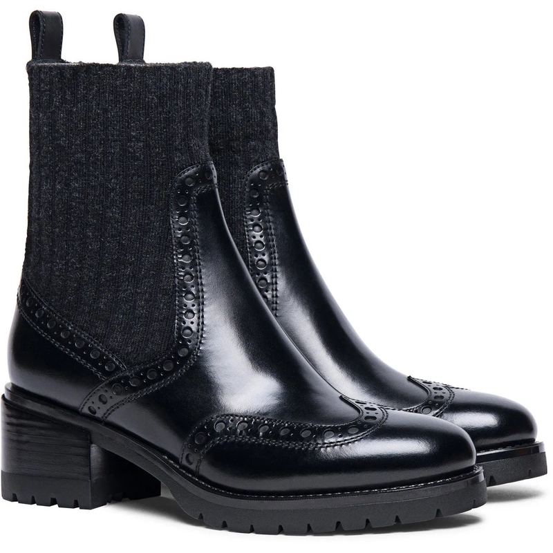 Santoni Stiefel Ankle Boot With Sock Detail Black(Image 12)