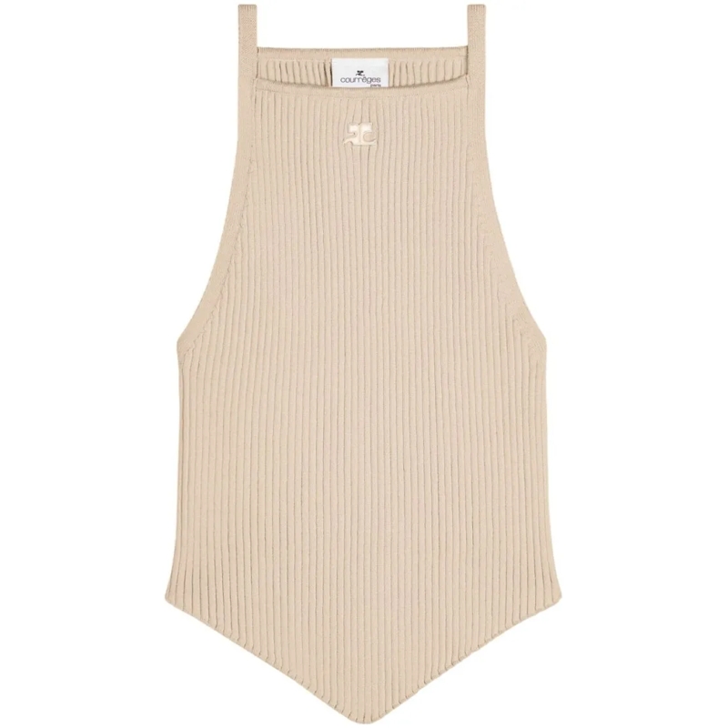 Courrèges Bluse Ribbed Knit Tank Top Neutrals