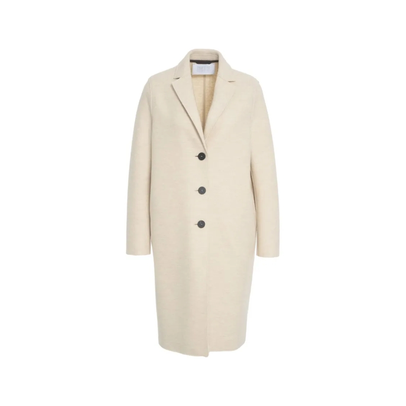 Harris Wharf Manteau de transition Long Virgin Wool Coat With Classic Notched Collar Neutrals