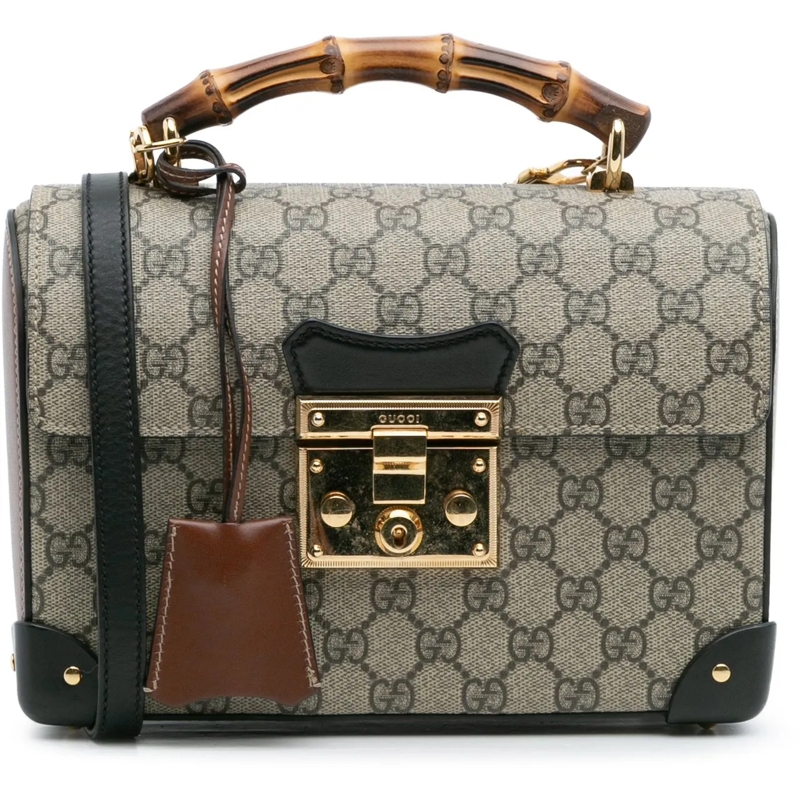 Gucci Sac à bandoulière GG Supreme Bamboo Padlock Satchel braun