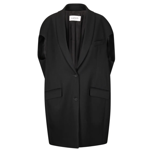 Lanvin Blazer Maxi Long Vest With Front Closure And Pockets Black