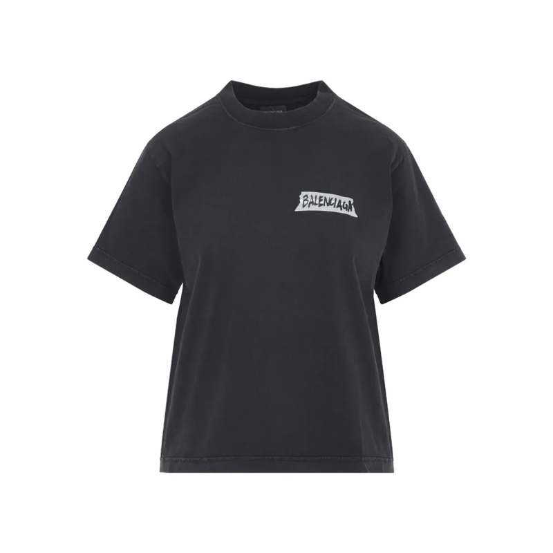 Balenciaga T-shirt Relaxed Fit Cotton T-Shirt With Graphic Prints Black