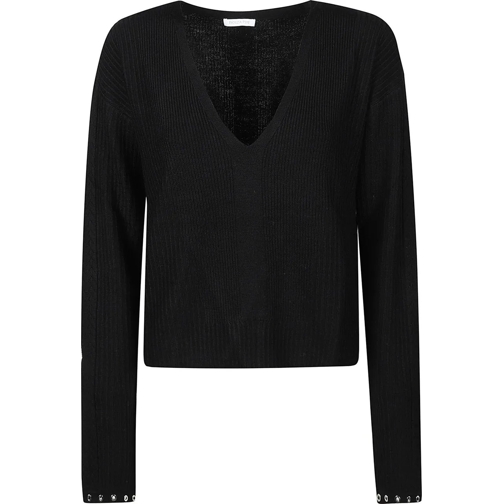 Patrizia Pepe Truien Essential V-neck Sweater Black schwarz