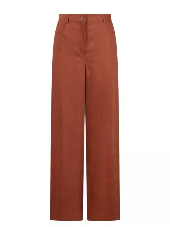 Alberta Ferretti - Wide-Leg Viscose Linen Trousers - Größe 44 - brown