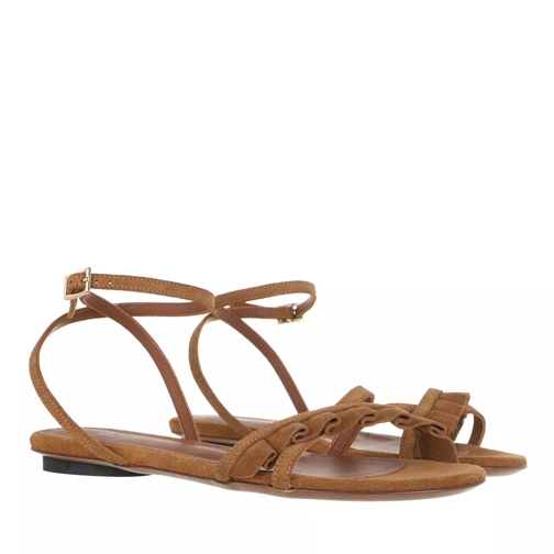 L´Autre Chose Flat Sandals Calf Suede Camel Sandale