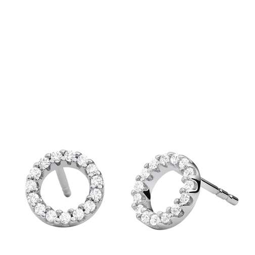 Michael Kors Sterling Silver Pavé Circle Stud Earrings Silver Oorsteker