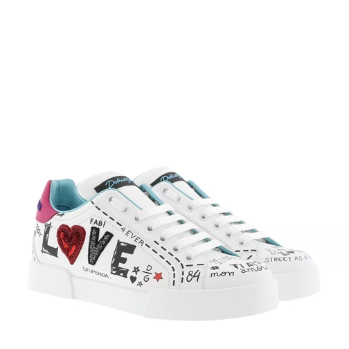 Dolce&Gabbana Portofino Love Sneakers Leather White/Multi lage-top sneaker