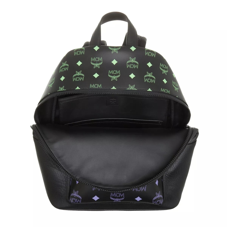 MCM Stark Backpack In Color Splash Logo Leather Black Backpack