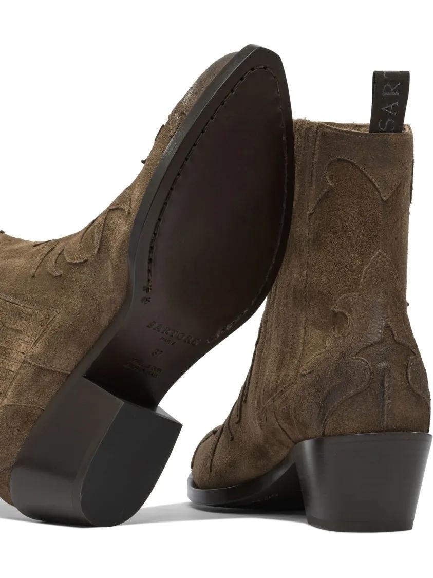 Thumbnail - Sartore Stiefel - Pointed Toe Suede Ankle Boots - Gr. 38 (EU) - in Braun - für Damen