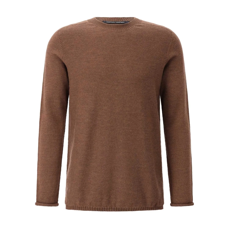 Hannes Roether Pullover Strickpullover aus Schurwolle Braun