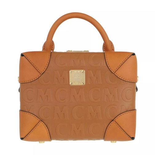 MCM Soft Berlin Monogramme Leather Crossbody Bag Small Cognac Sac à bandoulière