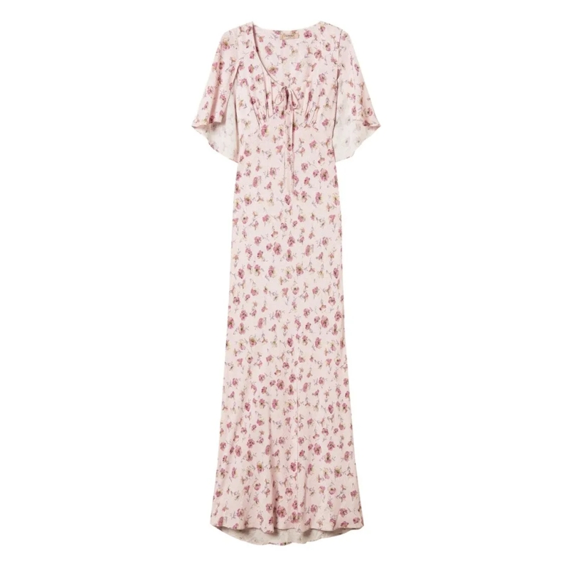 Twin-Set  Pink Floral Maxi Dress With Flattering Fit Pink