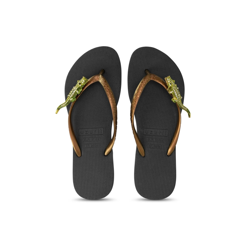 UZURII Flip Flops Zehentrenner Green Crocodile Switch schwarz