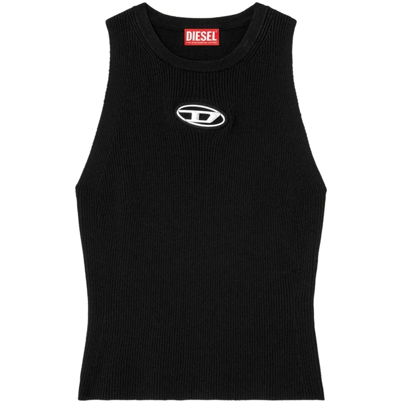 Diesel Blouse Fine Ribbed Sleeveless Top Black