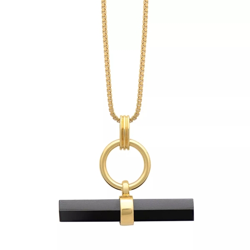Rachel Jackson London 22K Plated Strength Onyx T-Bar Necklace gold Collana media