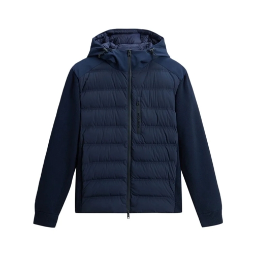 Woolrich Daunenjacken Navy Blue Padded Logo Jacket Blue