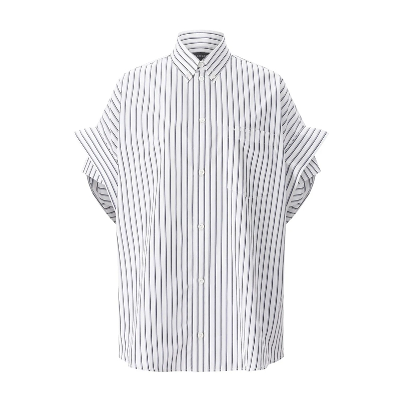 Balenciaga Bluse Gestreifte Hemdbluse blau