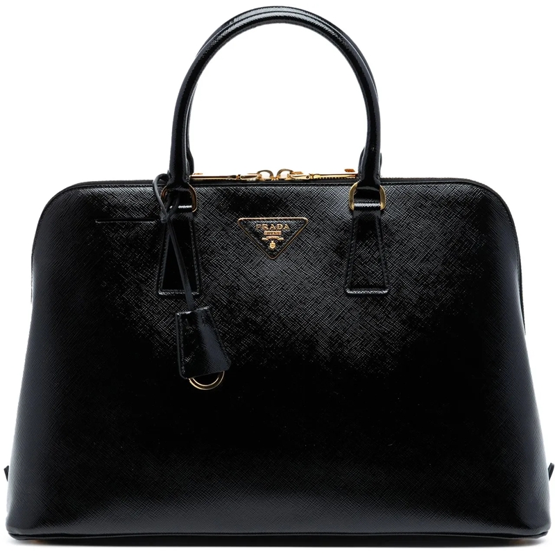 Prada Schultertasche Large Saffiano Vernice Promenade Satchel schwarz
