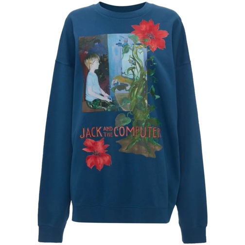 J.W.Anderson Hemden Graphic-Print Organic Cotton Sweatshirt Blue