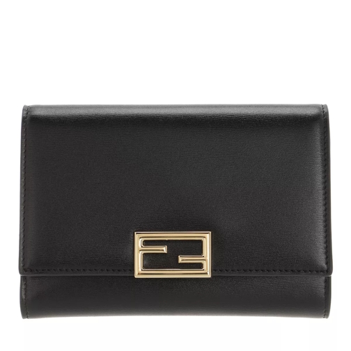 Fendi FF Logo Flap Wallet Leather Black Portafoglio a due tasche