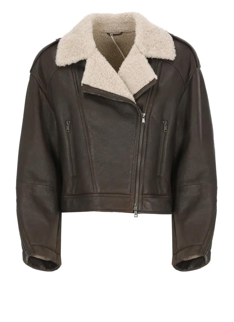 Brunello Cucinelli - Brown Sheepskin Jacket - Größe 40 - braun