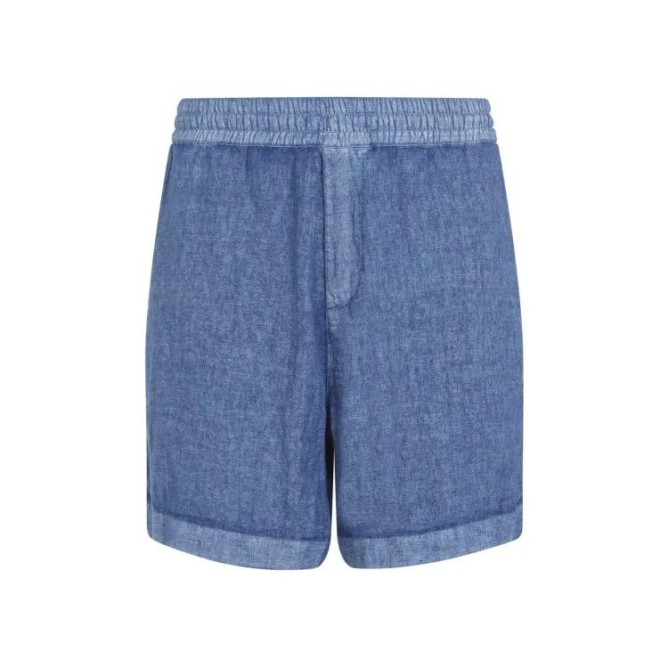 Burberry - Blue Linen Drawstring Shorts - Größe M - blau