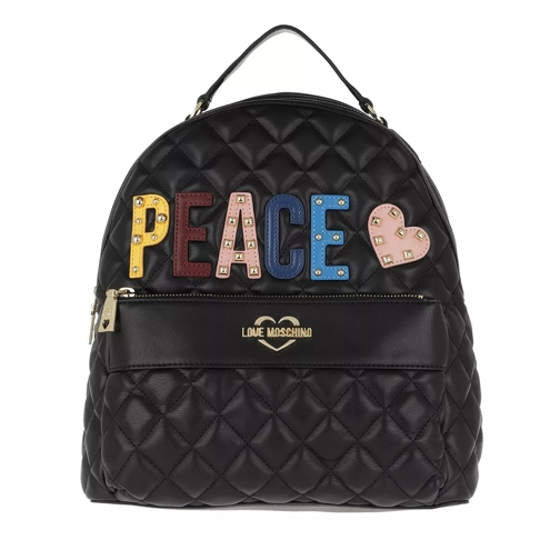 Love Moschino Quilted Peace Backpack Black Ryggsäck