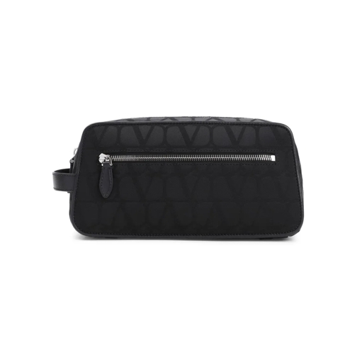 Valentino Black Polyester Washbag Black Crossbodytas