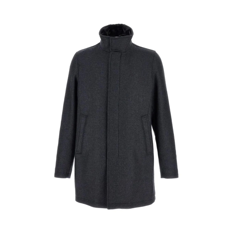 Herno Manteau d'hiver Straight-Cut Coat With Eco Fur Collar Grey