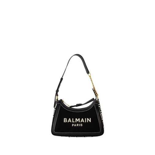 Balmain B-Army Shoulder Bag - Canvas - Ivory/Black Black Axelremsväska