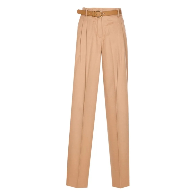 Max Mara  Wide-Leg Trousers With Pleated Design Brown