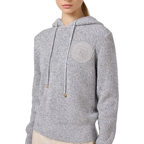 Elisabetta Franchi  Pull hoodies Gris Perle Chin� Ecusson poitrine log grau