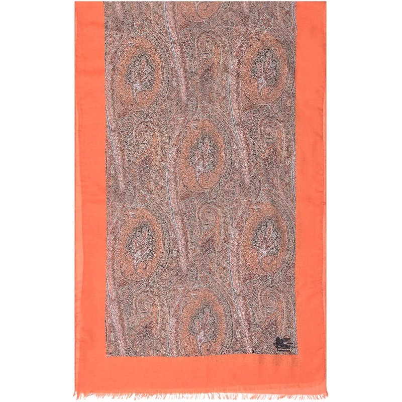 Etro Wollschal Sciarpa in Fantasia Paisley orange