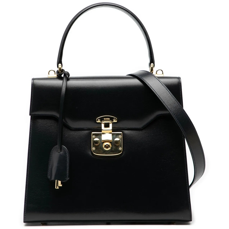 Gucci Schultertasche Calfskin Lady Lock Satchel schwarz