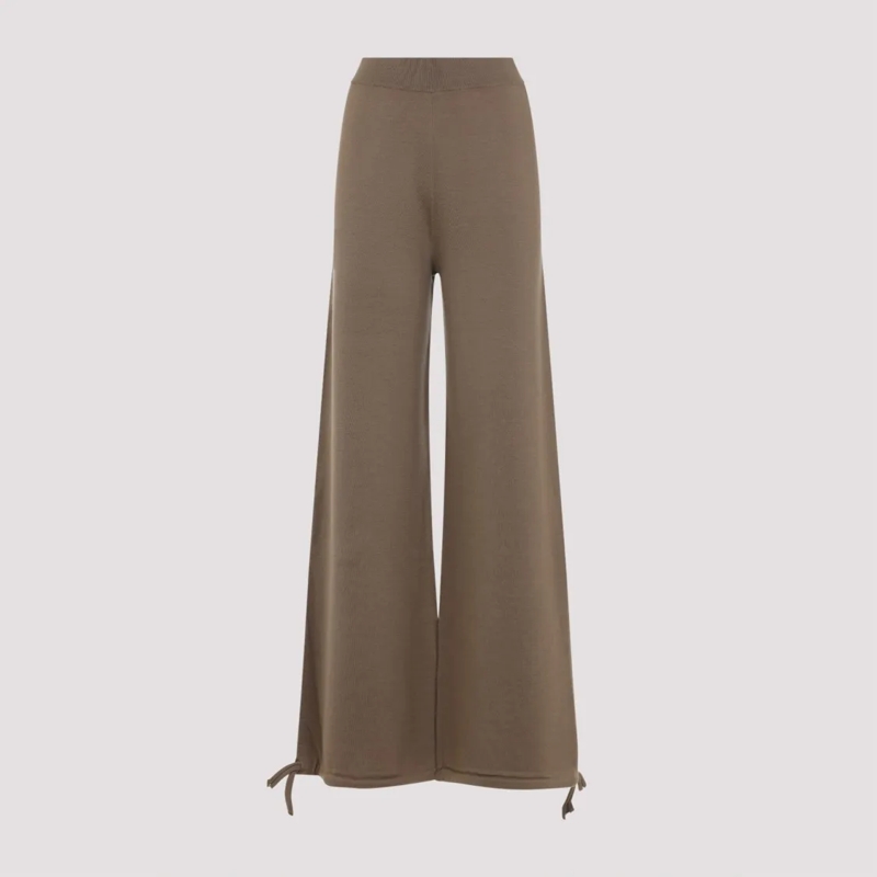 Max Mara  Wide-Leg Wool Leggings With Customizable Hem Ties Grey