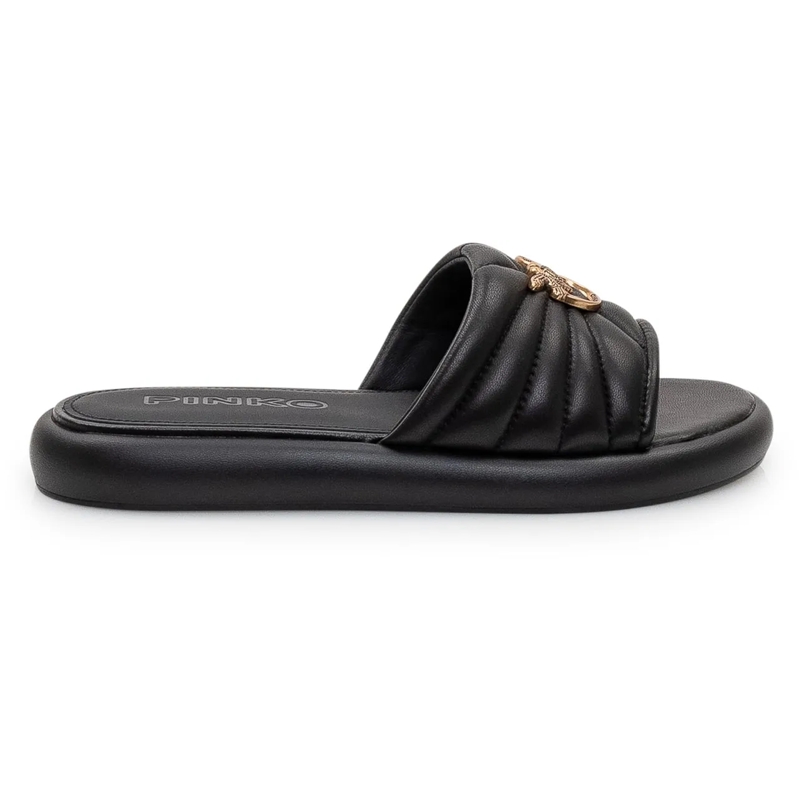 Pinko Slides Ciabatta in pelle imbottita con dettaglio logo schwarz