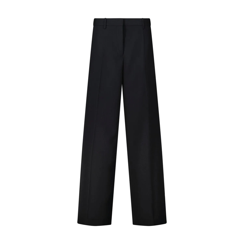 Jil Sander Casual broeken Weite Stoffhose aus Wolle Schwarz