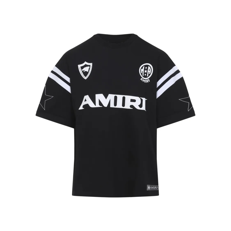 Amiri T-shirt Graphic Logo Black Cotton T-Shirt With Sporty Acce Black