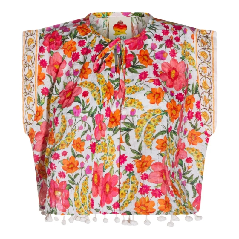 Farm Rio Chemise Tailored Button-Down Shirt With Classic Collar Neutrals