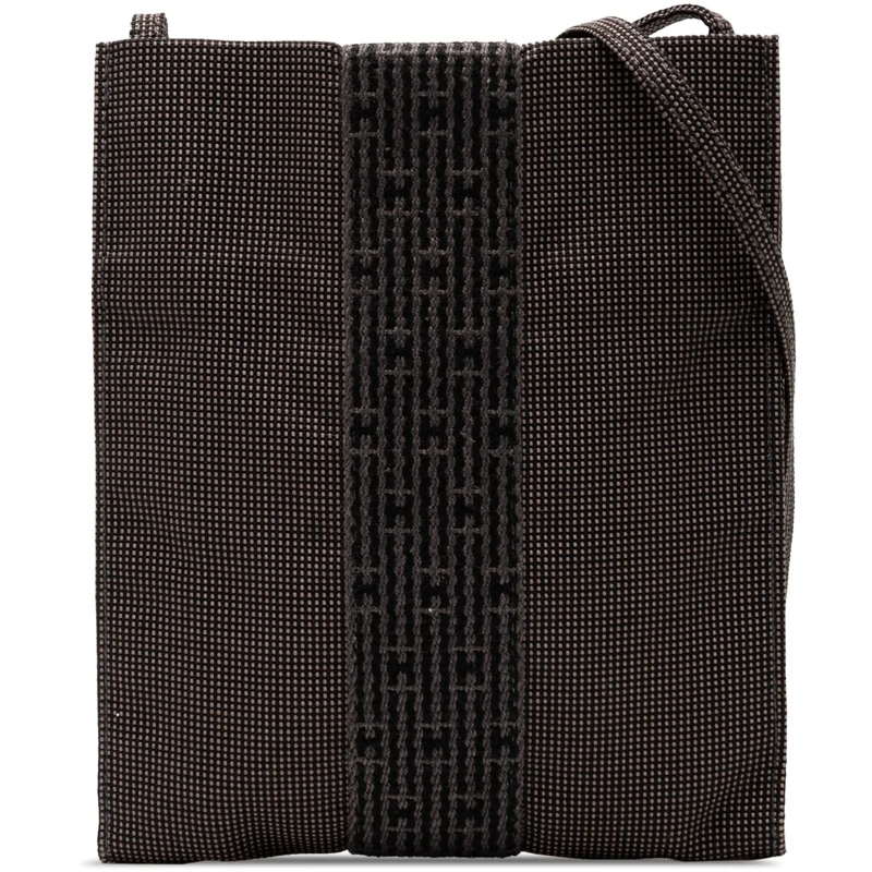 Hermès Schultertasche Canvas Herline Pochette grau