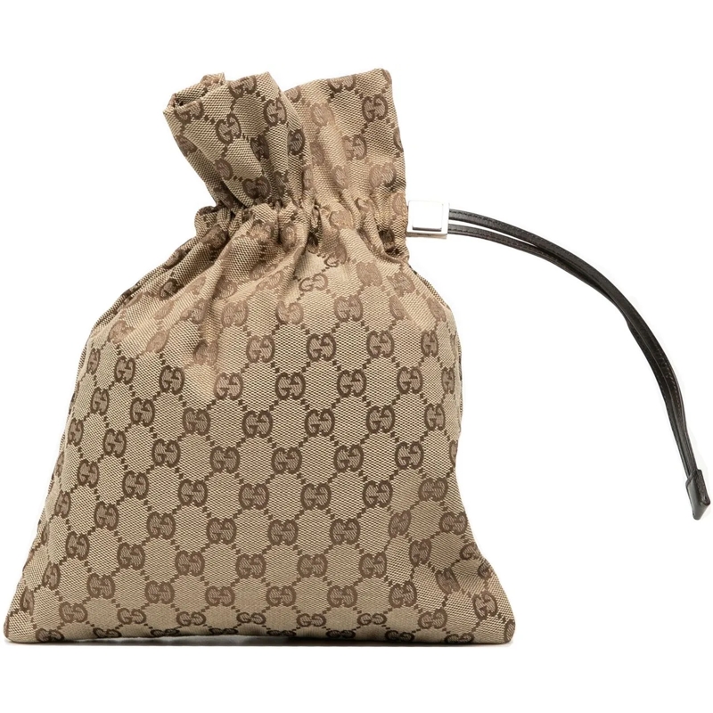 Gucci Necessaire GG Canvas Drawstring Pouch braun